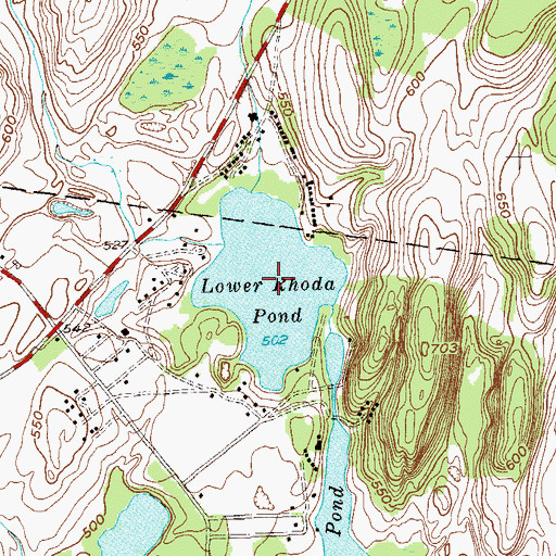 Topographic Map of Lower Rhoda Pond, NY