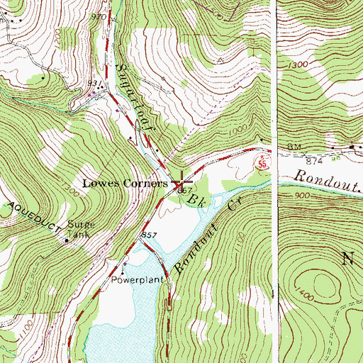 Topographic Map of Lowes Corners, NY