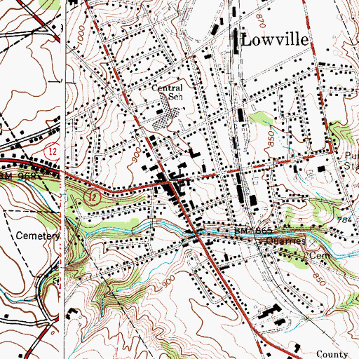 Topographic Map of Lowville, NY