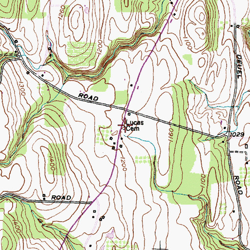 Topographic Map of Lucas Cemetery, NY