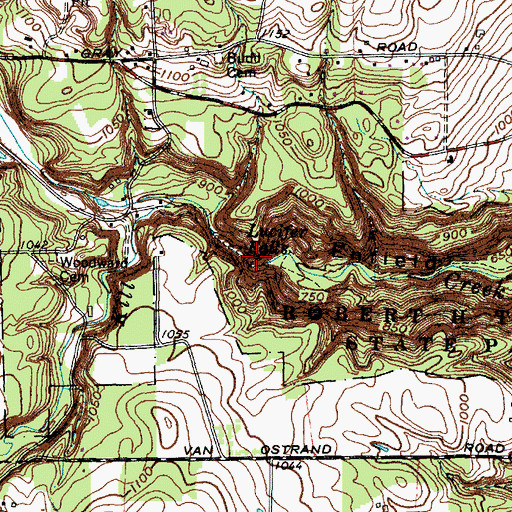 Topographic Map of Lucifer Falls, NY