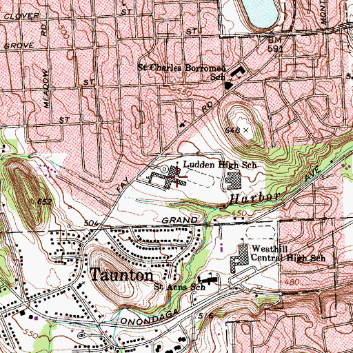 Topographic Map of Bishop Ludden Junior - Senior High School, NY