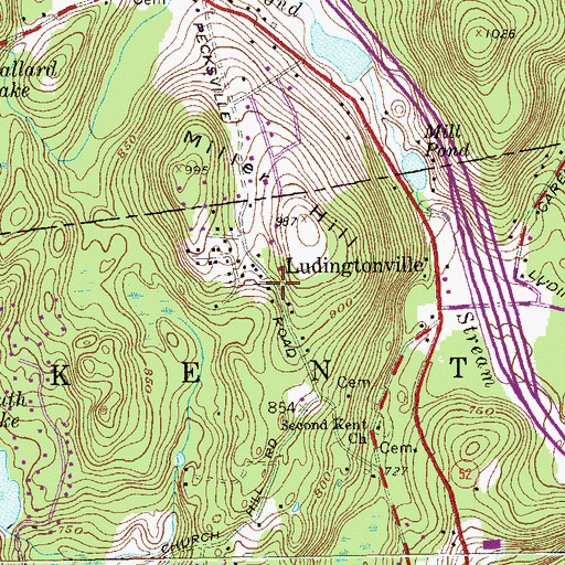 Topographic Map of Ludingtonville, NY