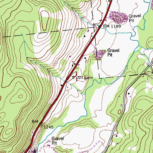 Topographic Map of Lull Cemetery, NY