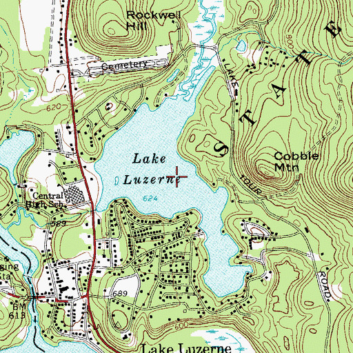 Topographic Map of Lake Luzerne, NY