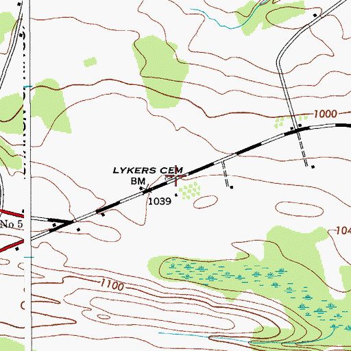 Topographic Map of Lyker Cemetery, NY