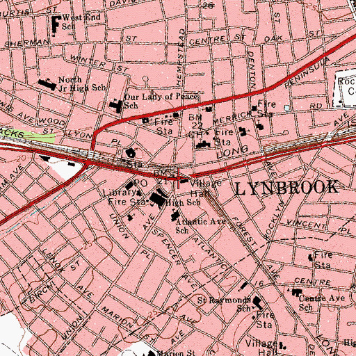 Topographic Map of Lynbrook, NY