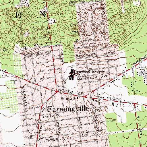 Topographic Map of Lynwood Avenue School, NY