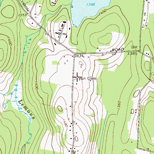 Topographic Map of Lyon Cemetery, NY
