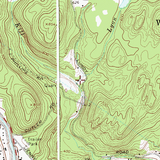 Topographic Map of Lyon Creek, NY