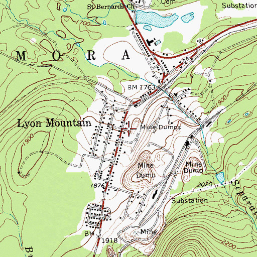 Topographic Map of Lyon Mountain, NY