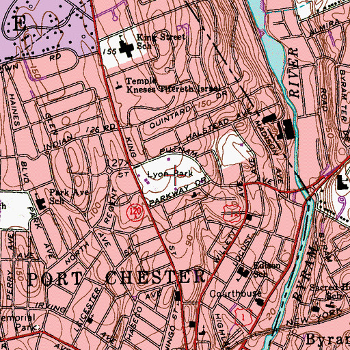 Topographic Map of John Lyon Park, NY