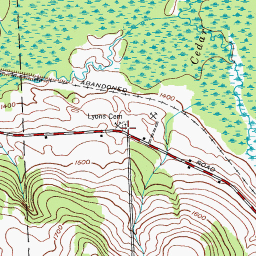 Topographic Map of Lyons Cemetery, NY