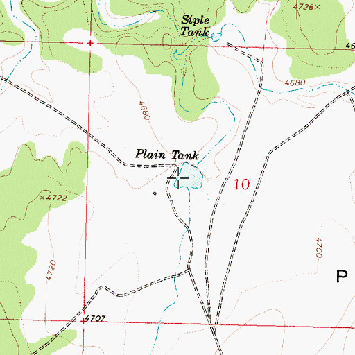 Topographic Map of Plain Tank, AZ