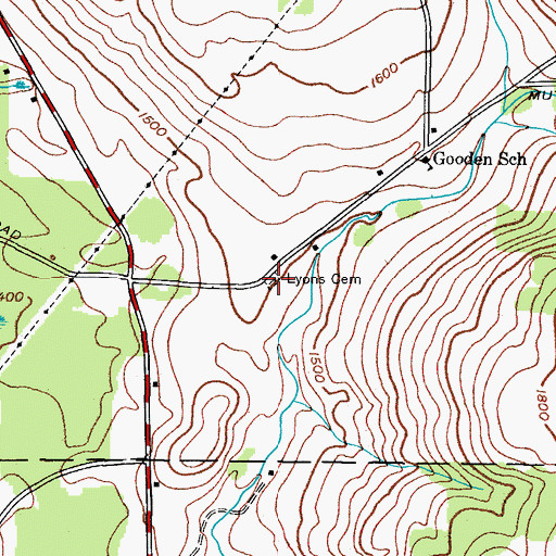 Topographic Map of Lyons Cemetery, NY