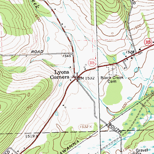 Topographic Map of Lyons Corners, NY