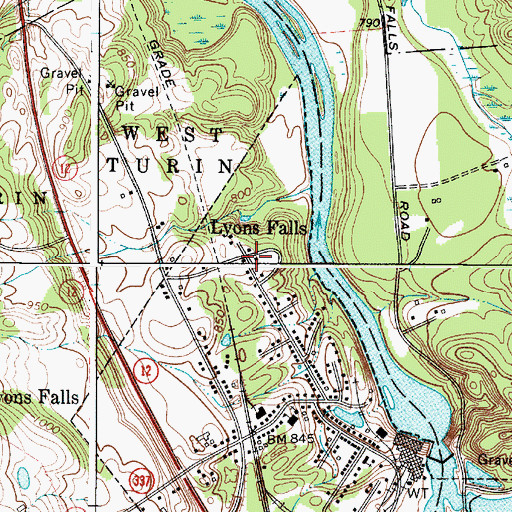 Topographic Map of Lyons Falls, NY