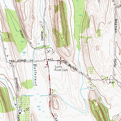 Topographic Map of Fellows - North Lyons Rural Cemetery, NY