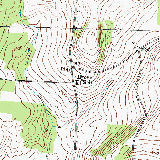 Topographic Map of Lyons School (historical), NY