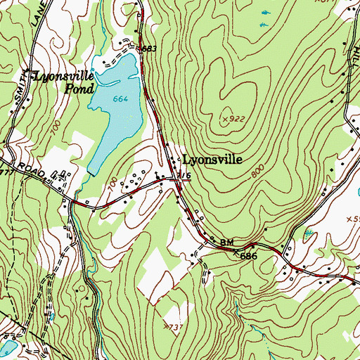 Topographic Map of Lyonsville, NY