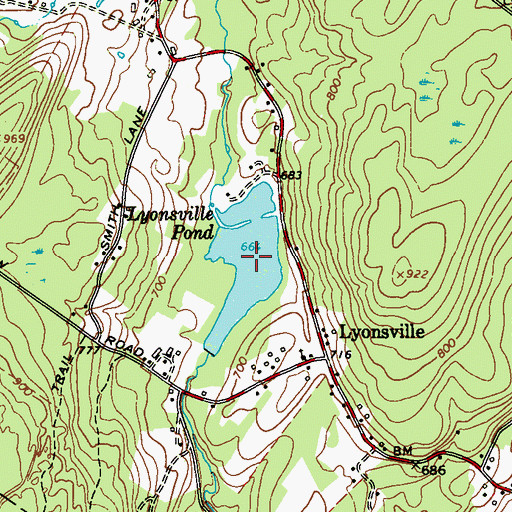 Topographic Map of Lyonsville Pond, NY