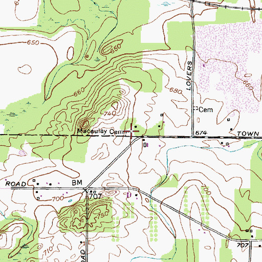 Topographic Map of Macaulay Cemetery, NY