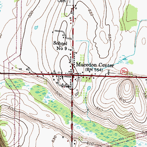 Topographic Map of Macedon Center, NY