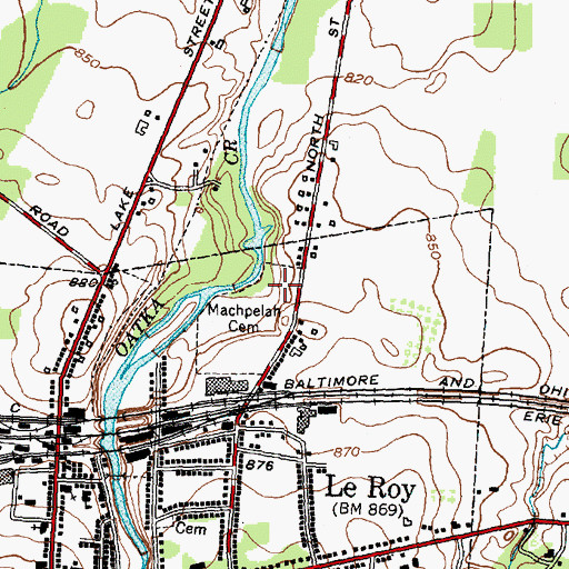 Topographic Map of Machpelah Cemetery, NY