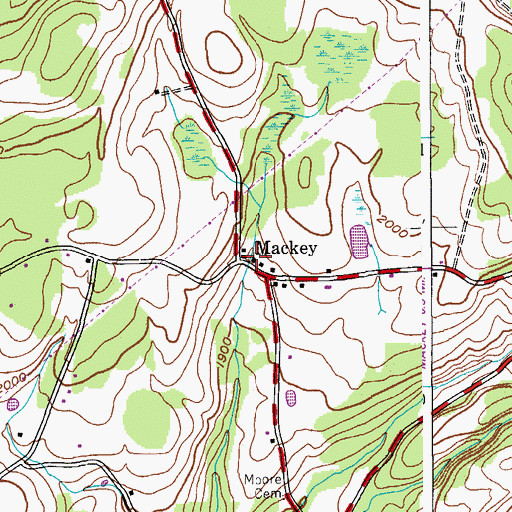 Topographic Map of Mackey, NY
