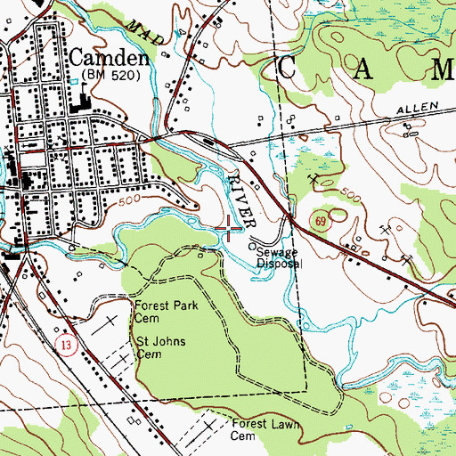 Topographic Map of Mad River, NY