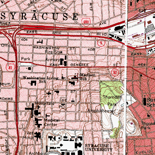 Topographic Map of Madison School, NY