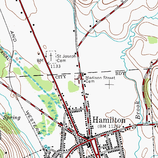 Topographic Map of Madison Street Cemetery, NY