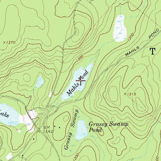 Topographic Map of Mahls Pond, NY