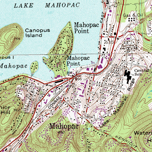 Topographic Map of Mahopac, NY