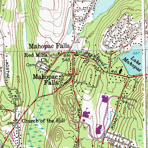 Topographic Map of Mahopac Falls, NY