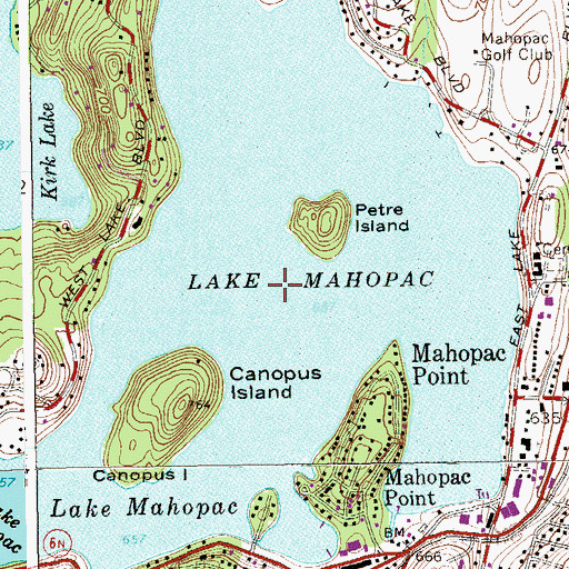 Topographic Map of Lake Mahopac, NY