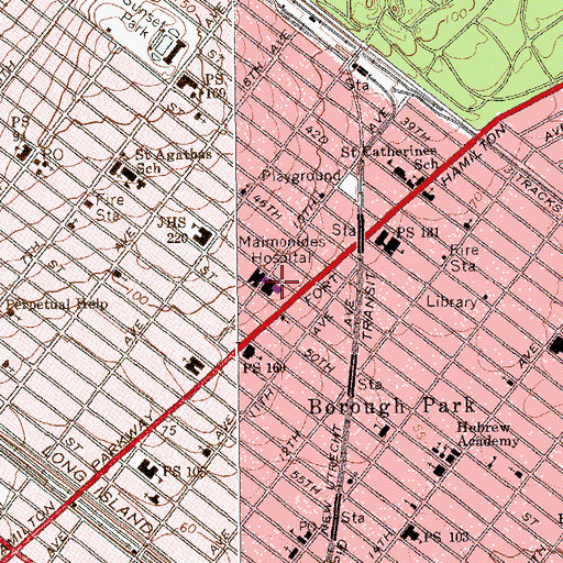 Topographic Map of Maimonides Medical Center, NY