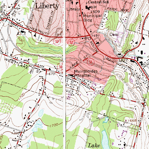 Topographic Map of Maimonides Hospital, NY