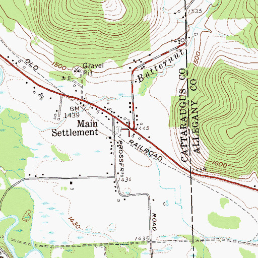 Topographic Map of Main Settlement, NY