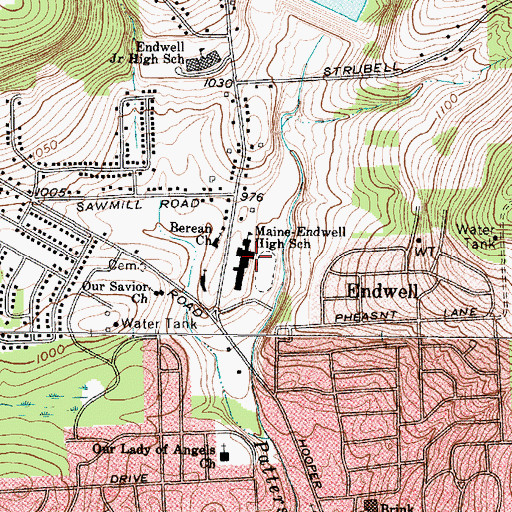 Topographic Map of Maine-Endwell High School, NY