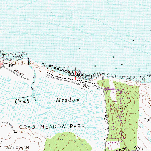 Topographic Map of Makamah Beach, NY