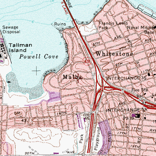 Topographic Map of Malba, NY