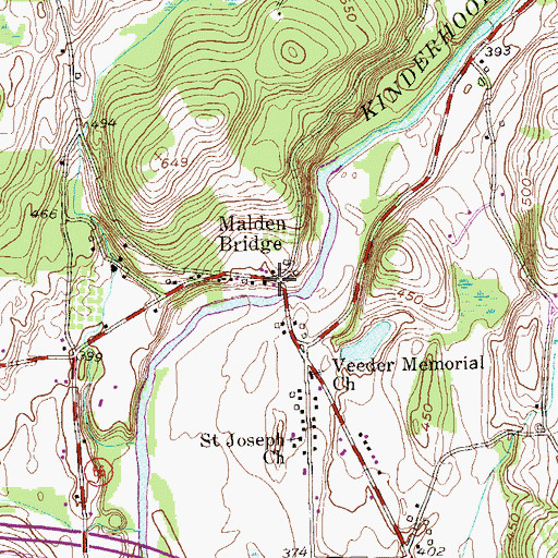 Topographic Map of Malden Bridge, NY