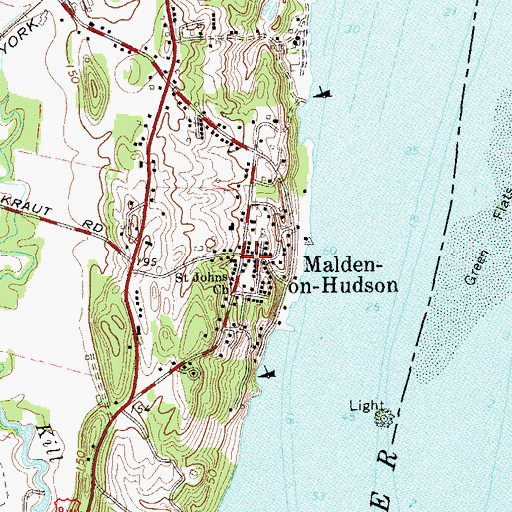 Topographic Map of Malden-on-Hudson, NY