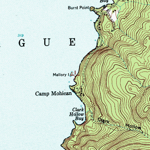 Topographic Map of Mallory Island, NY