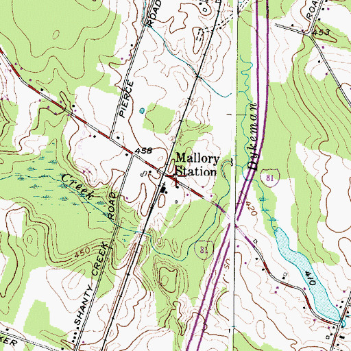 Topographic Map of Mallory Station, NY