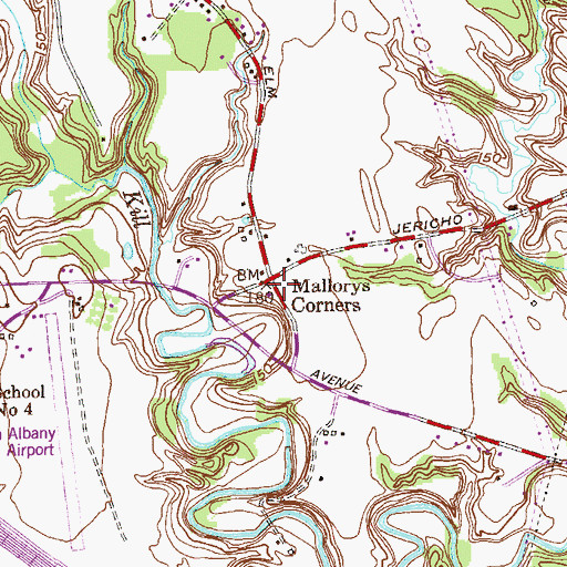 Topographic Map of Mallorys Corners, NY