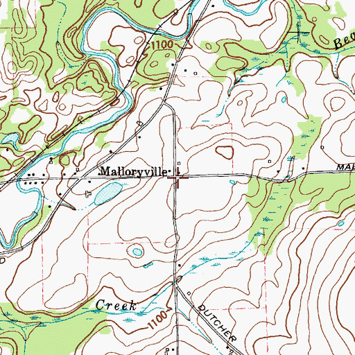 Topographic Map of Malloryville, NY
