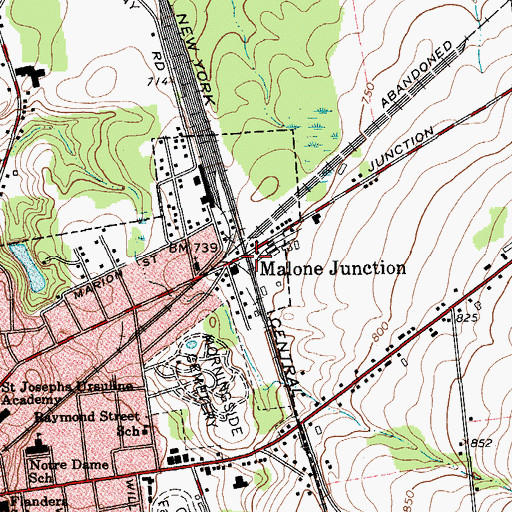 Topographic Map of Malone Junction, NY