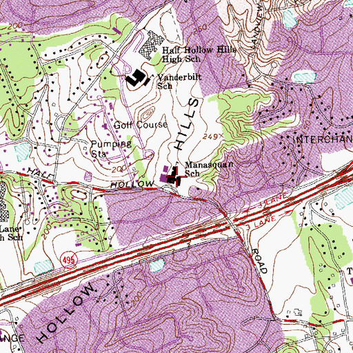 Topographic Map of Manasquan School, NY